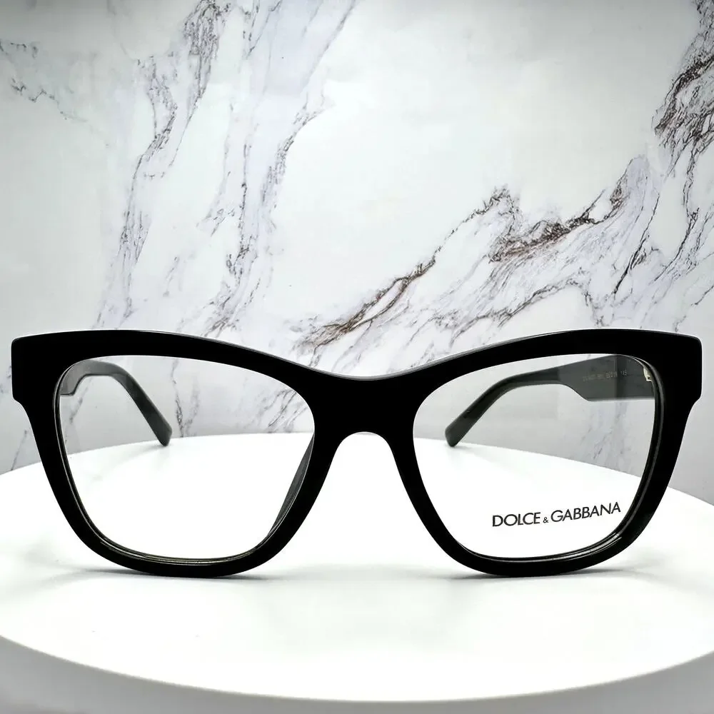 New Dolce&Gabbana Eyeglasses Black Square Gold Metal 55-18-145mm Glasses Frames
